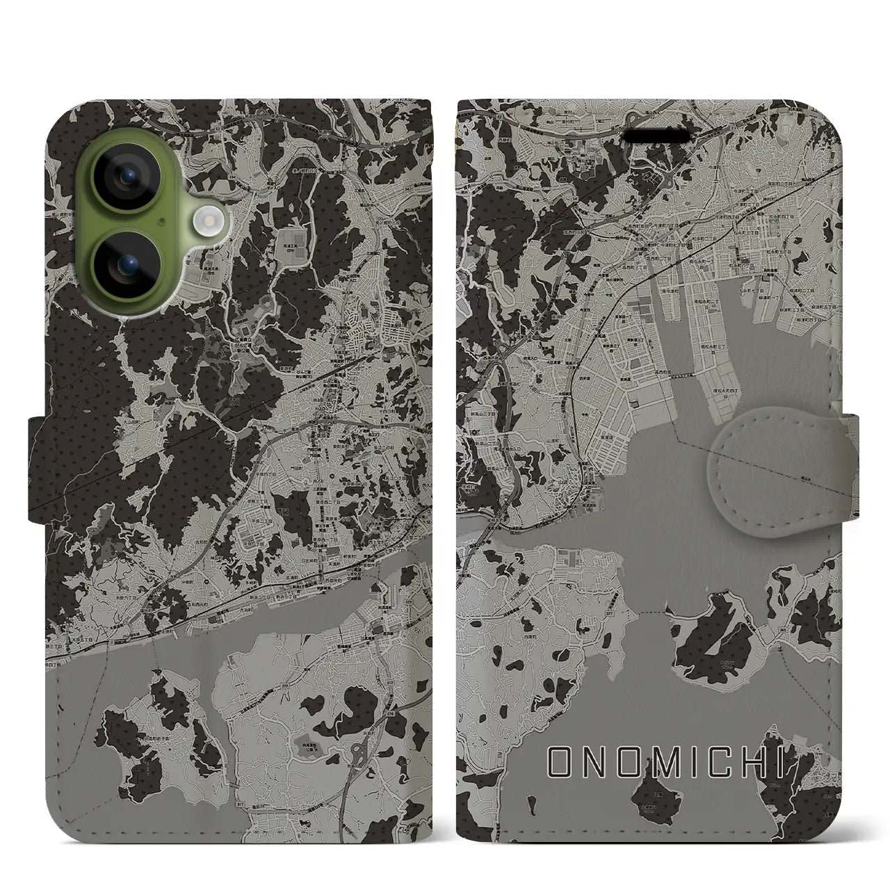 【尾道（広島県）】地図柄iPhoneケース（手帳タイプ）