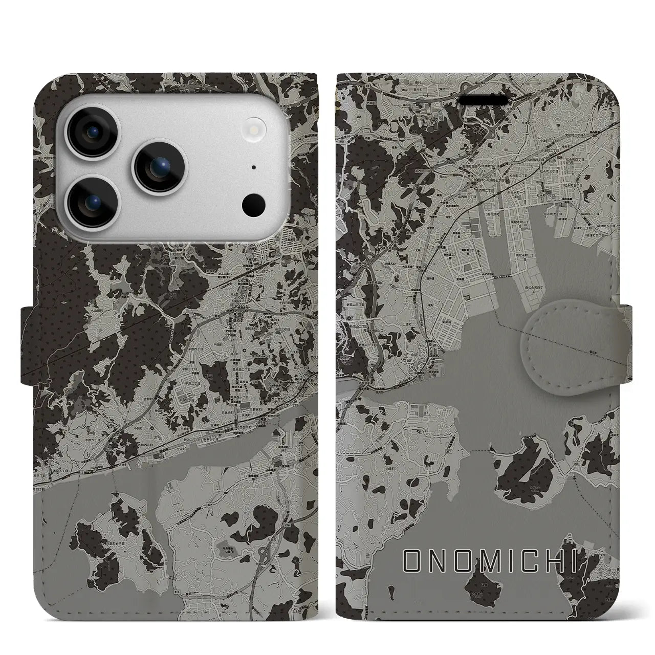 【尾道（広島県）】地図柄iPhoneケース（手帳タイプ）