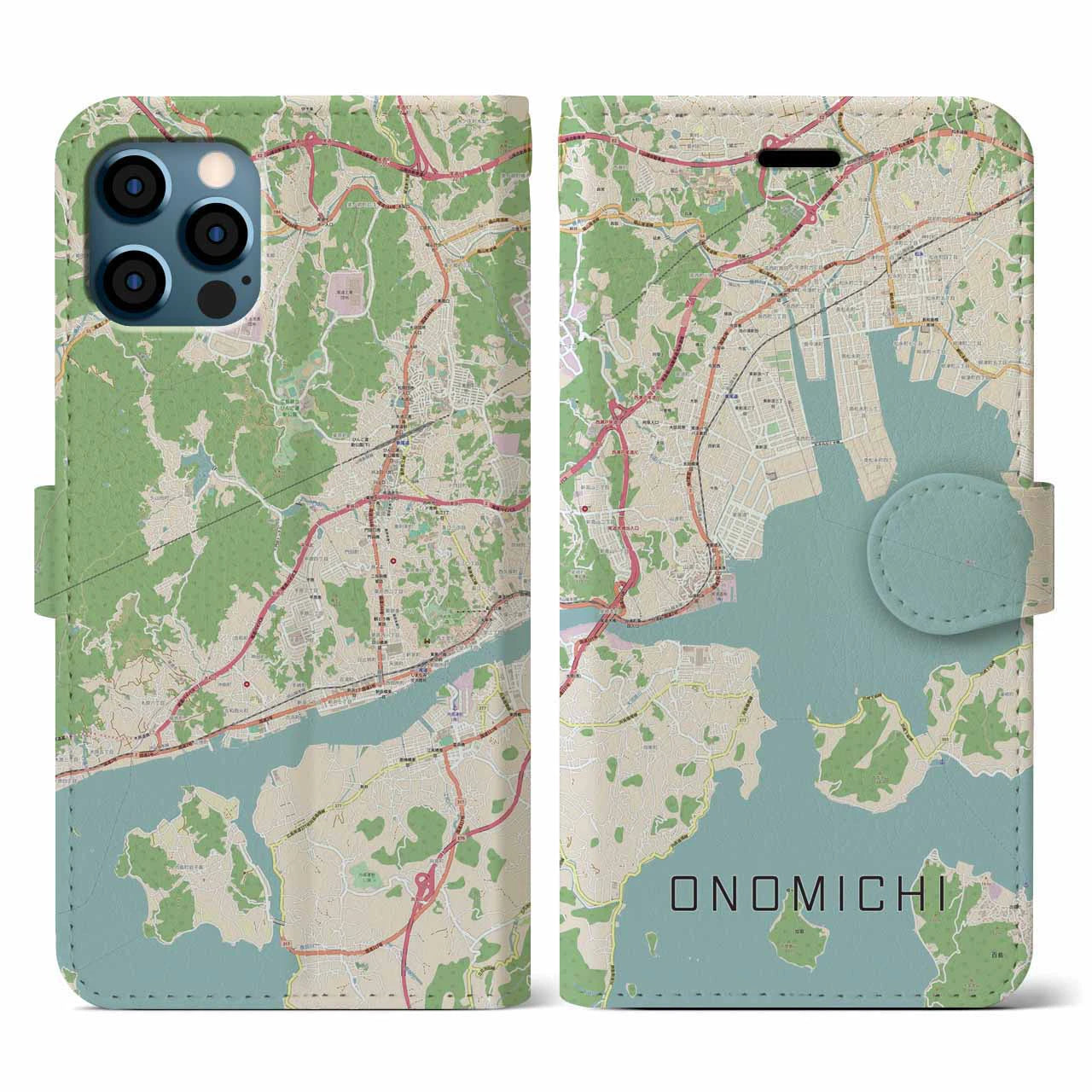 【尾道（広島県）】地図柄iPhoneケース（手帳タイプ）