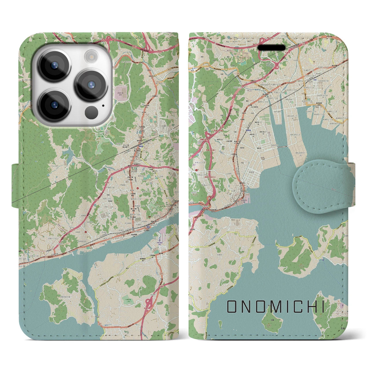 【尾道（広島県）】地図柄iPhoneケース（手帳タイプ）