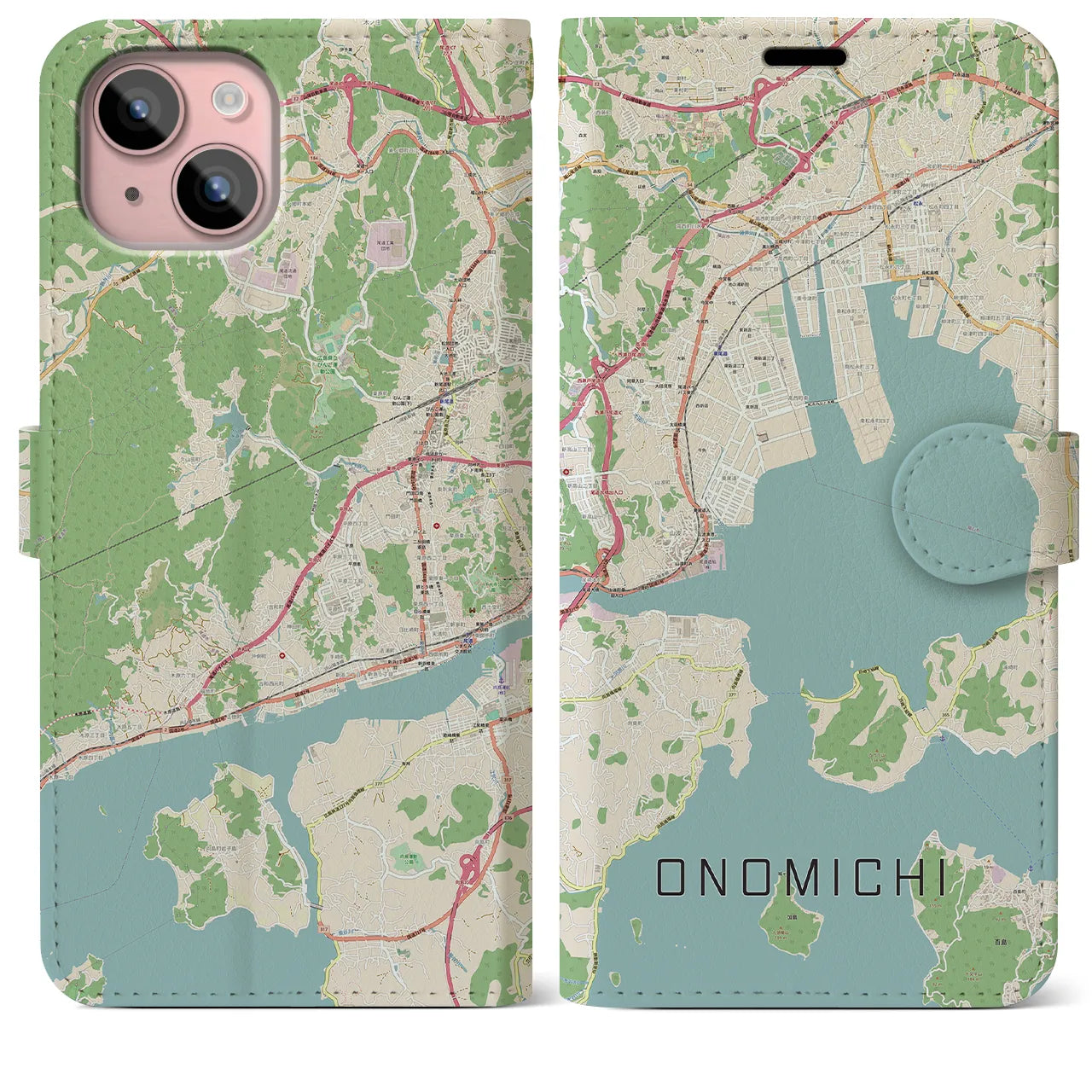 【尾道（広島県）】地図柄iPhoneケース（手帳タイプ）