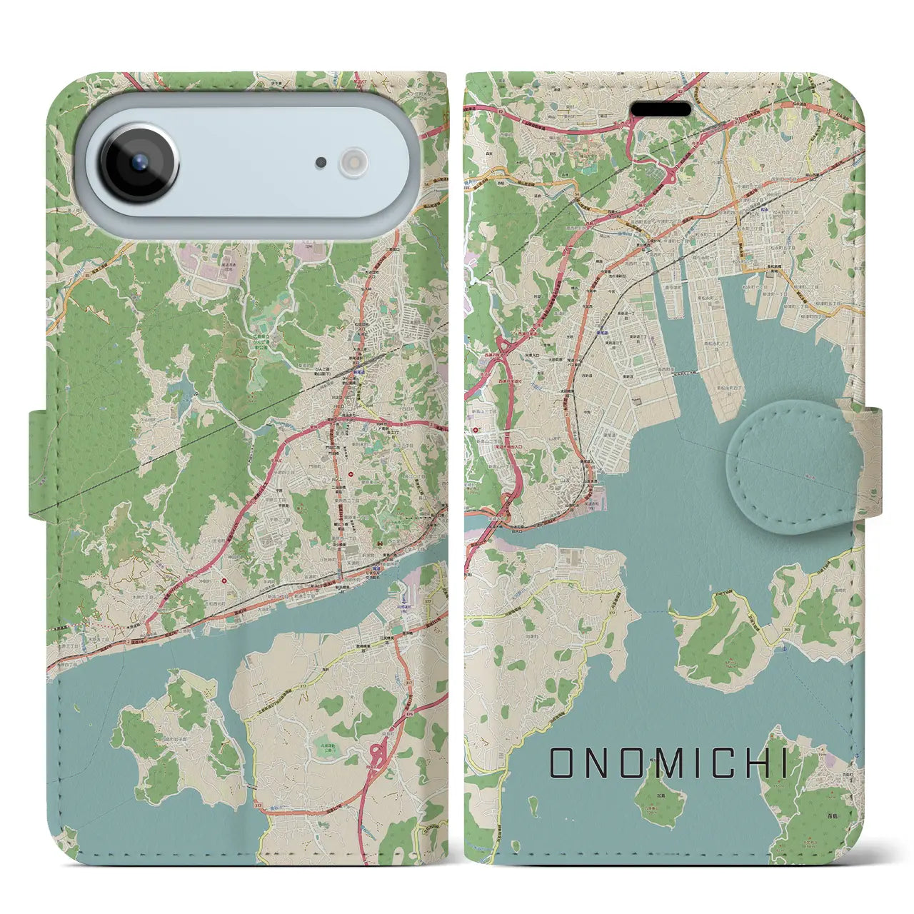 【尾道（広島県）】地図柄iPhoneケース（手帳タイプ）