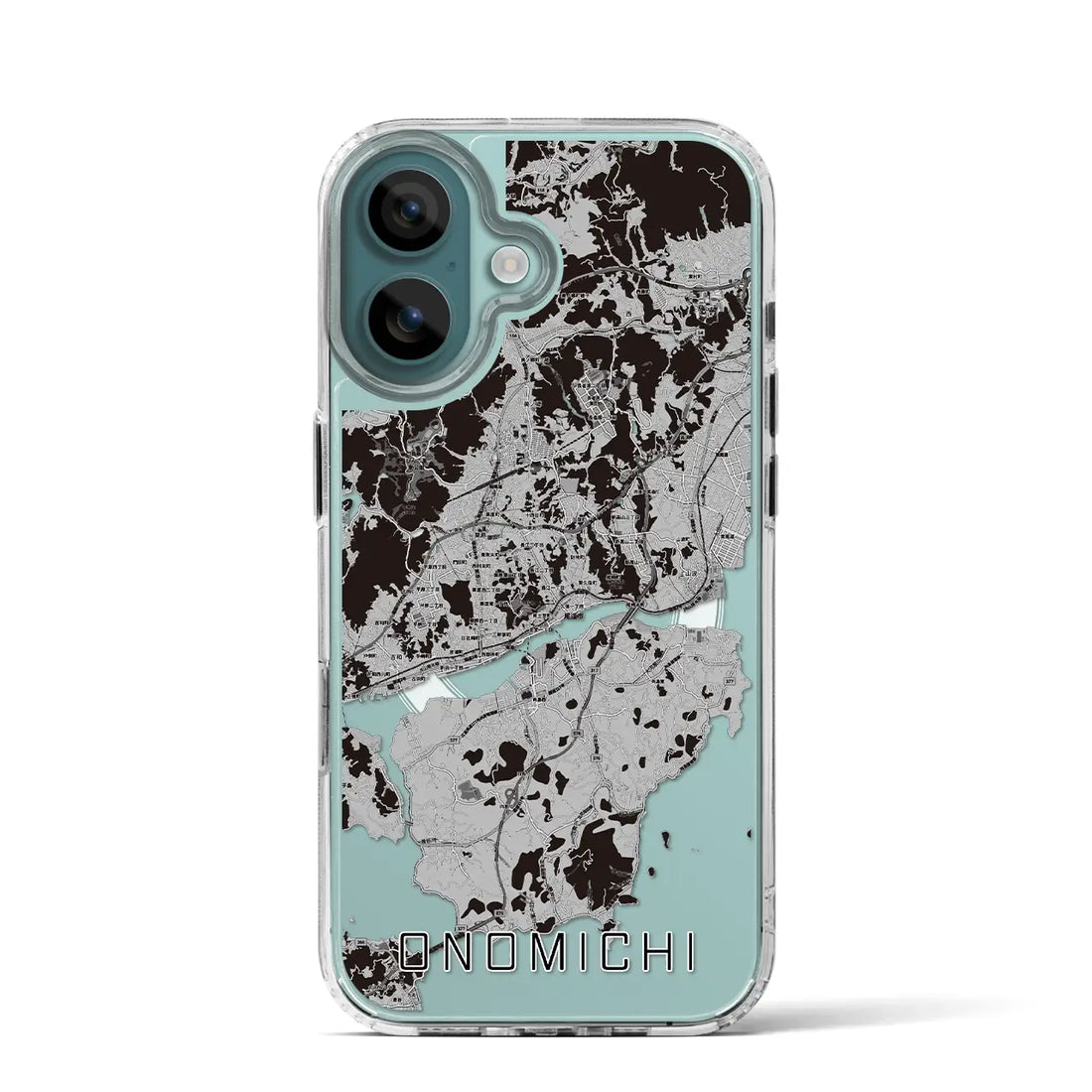 【尾道(広島県)】地図柄iPhoneケース(MagSafeタイプ)モノトーン・iPhone 16 Pro 用