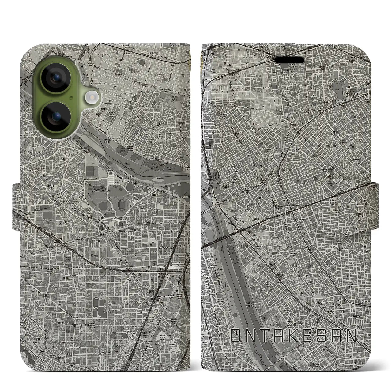 【御嶽山（東京都）】地図柄iPhoneケース（手帳タイプ）