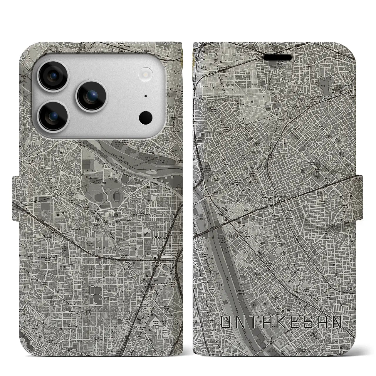 【御嶽山（東京都）】地図柄iPhoneケース（手帳タイプ）