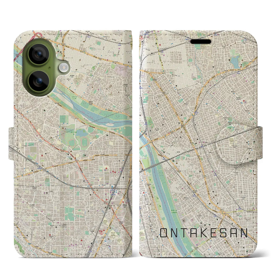 【御嶽山（東京都）】地図柄iPhoneケース（手帳タイプ）ナチュラル・iPhone 17 Pro Max 用
