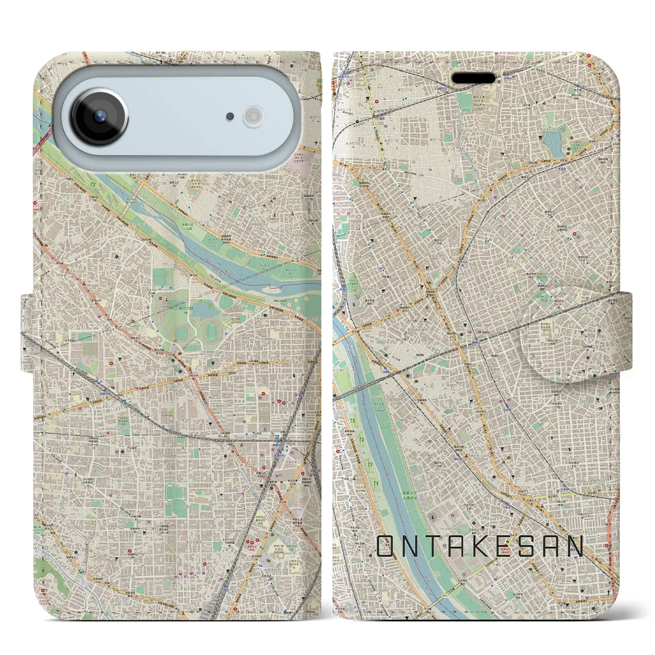 【御嶽山（東京都）】地図柄iPhoneケース（手帳タイプ）