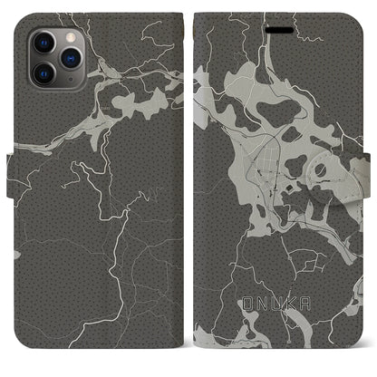 【小奴可（広島県）】地図柄iPhoneケース（手帳タイプ）モノトーン・iPhone 11 Pro Max 用