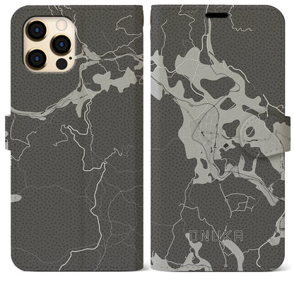 【小奴可（広島県）】地図柄iPhoneケース（手帳タイプ）モノトーン・iPhone 12 Pro Max 用