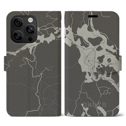 【小奴可（広島県）】地図柄iPhoneケース（手帳タイプ）モノトーン・iPhone 16 用