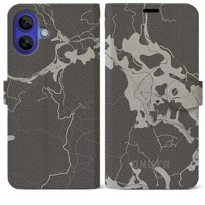 【小奴可（広島県）】地図柄iPhoneケース（手帳タイプ）モノトーン・iPhone 16 Pro Max 用