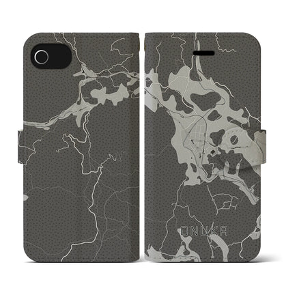 【小奴可（広島県）】地図柄iPhoneケース（手帳タイプ）モノトーン・iPhone SE（第3 / 第2世代） / 8 / 7 / 6s / 6 用