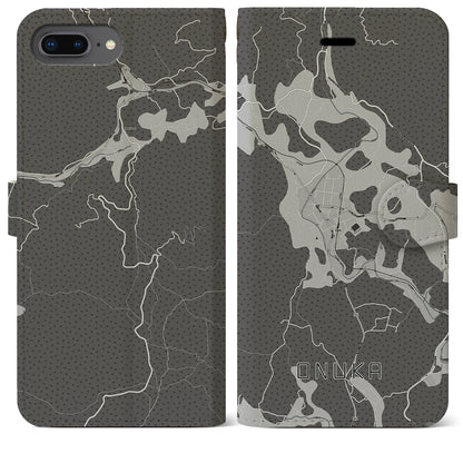 【小奴可（広島県）】地図柄iPhoneケース（手帳タイプ）モノトーン・iPhone 8Plus /7Plus / 6sPlus / 6Plus 用