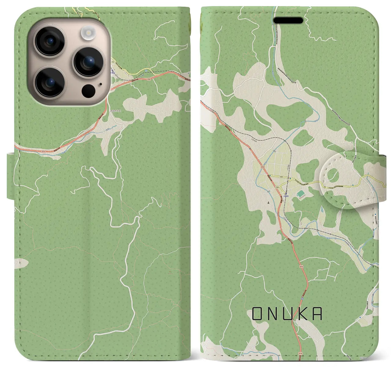 【小奴可（広島県）】地図柄iPhoneケース（手帳タイプ）ナチュラル・iPhone 16 Plus 用