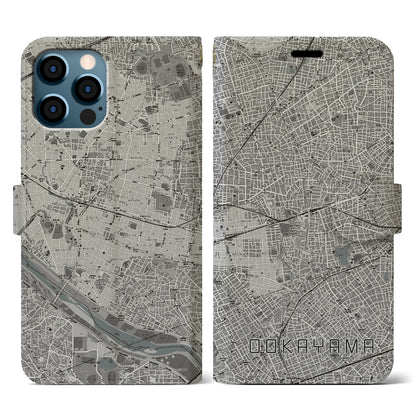 【大岡山（東京都）】地図柄iPhoneケース（手帳タイプ）モノトーン・iPhone 12 / 12 Pro 用