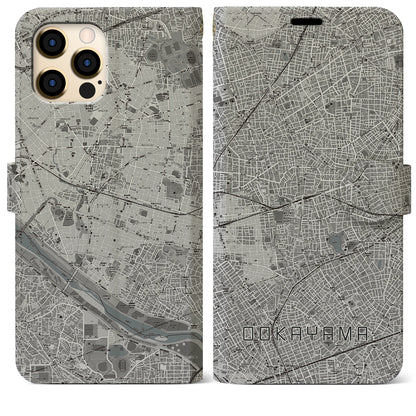 【大岡山（東京都）】地図柄iPhoneケース（手帳タイプ）モノトーン・iPhone 12 Pro Max 用
