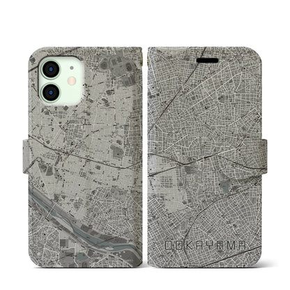 【大岡山（東京都）】地図柄iPhoneケース（手帳タイプ）モノトーン・iPhone 12 mini 用