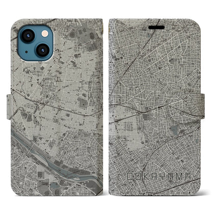 【大岡山（東京都）】地図柄iPhoneケース（手帳タイプ）モノトーン・iPhone 13 用