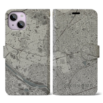 【大岡山（東京都）】地図柄iPhoneケース（手帳タイプ）モノトーン・iPhone 14 用