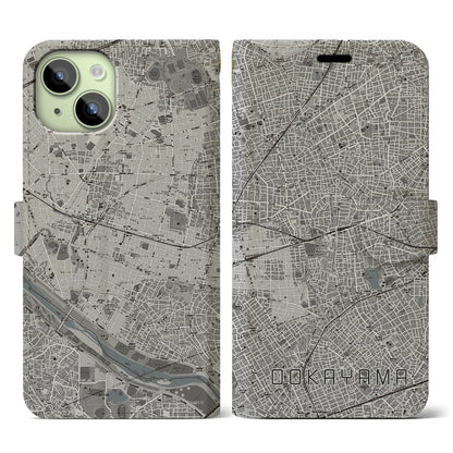 【大岡山（東京都）】地図柄iPhoneケース（手帳タイプ）モノトーン・iPhone 15 用