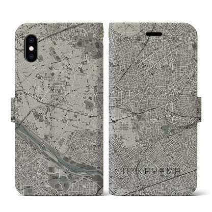【大岡山（東京都）】地図柄iPhoneケース（手帳タイプ）モノトーン・iPhone XS / X 用