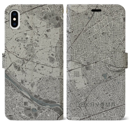 【大岡山（東京都）】地図柄iPhoneケース（手帳タイプ）モノトーン・iPhone XS Max 用