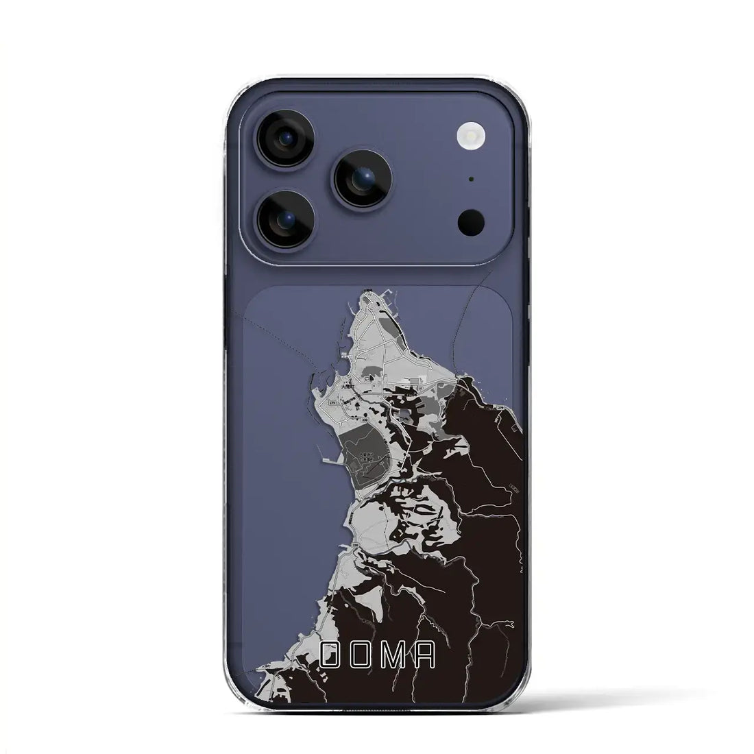 【大間（青森県）】地図柄iPhoneケース（クリアタイプ）モノトーン・iPhone 17 Pro Max 用