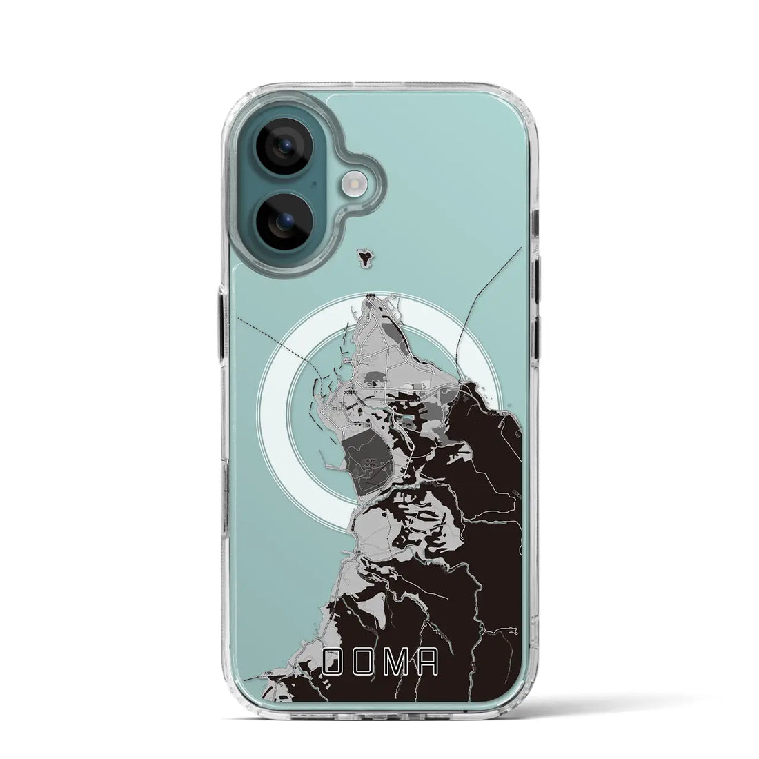 【大間(青森県)】地図柄iPhoneケース(MagSafeタイプ)モノトーン・iPhone 16 Pro 用