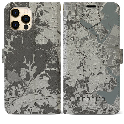 【追浜（神奈川県）】地図柄iPhoneケース（手帳タイプ）モノトーン・iPhone 12 Pro Max 用