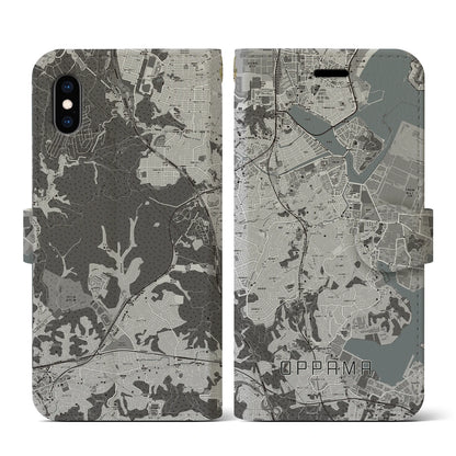 【追浜（神奈川県）】地図柄iPhoneケース（手帳タイプ）モノトーン・iPhone XS / X 用