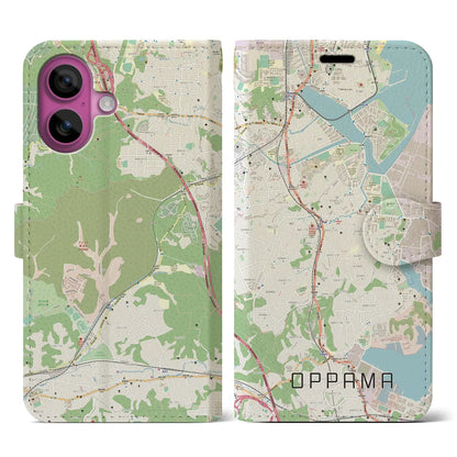 【追浜（神奈川県）】地図柄iPhoneケース（手帳タイプ）ナチュラル・iPhone 16 Pro 用