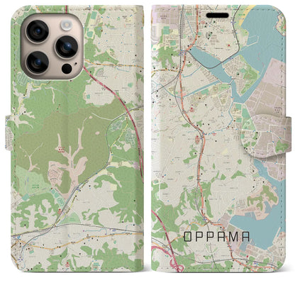 【追浜（神奈川県）】地図柄iPhoneケース（手帳タイプ）ナチュラル・iPhone 16 Plus 用