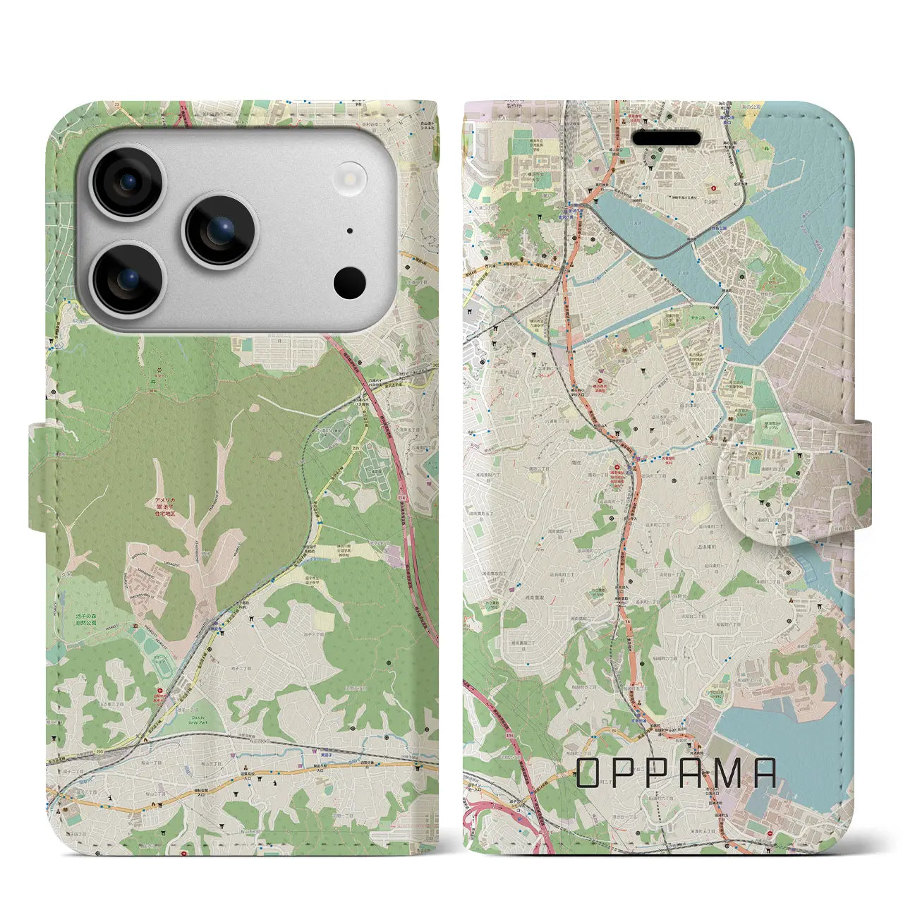 【追浜（神奈川県）】地図柄iPhoneケース（手帳タイプ）