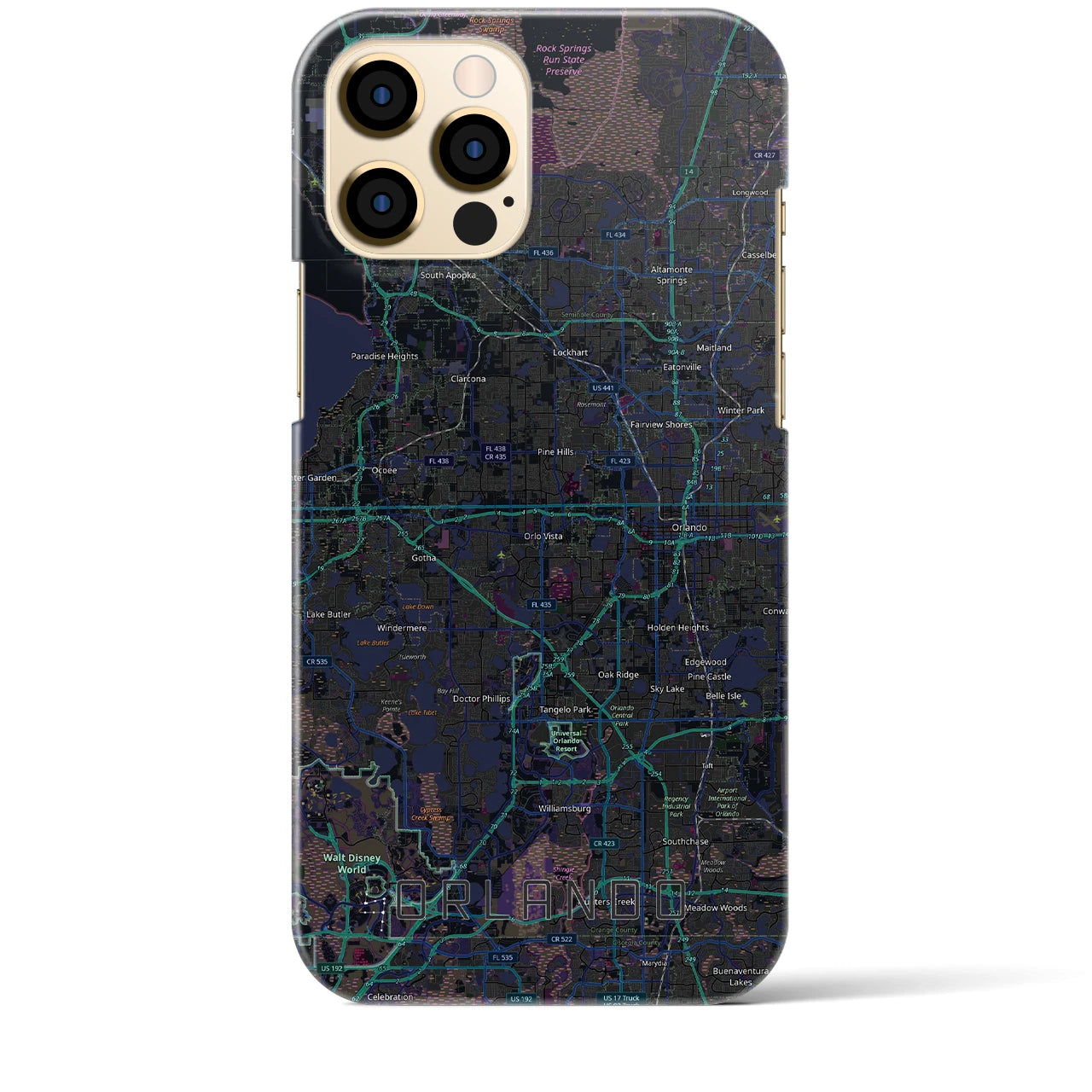 【オーランド（アメリカ）】地図柄iPhoneケース（バックカバータイプ）
