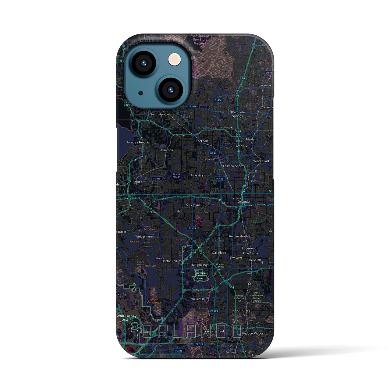【オーランド（アメリカ）】地図柄iPhoneケース（バックカバータイプ）