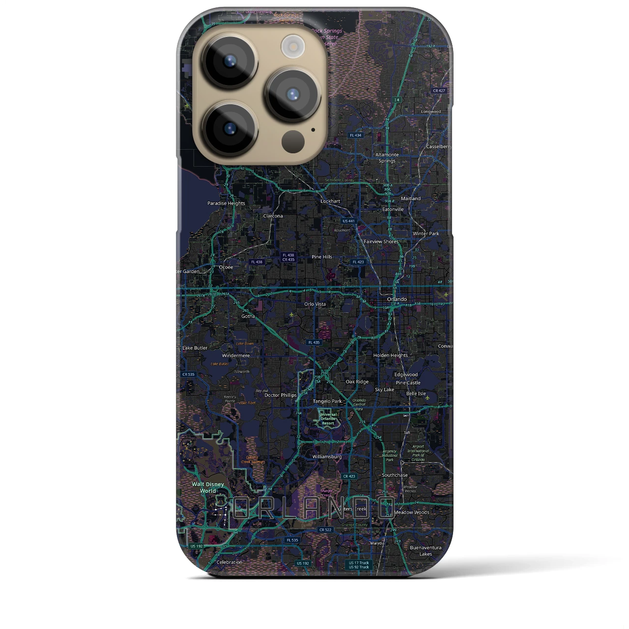 【オーランド（アメリカ）】地図柄iPhoneケース（バックカバータイプ）