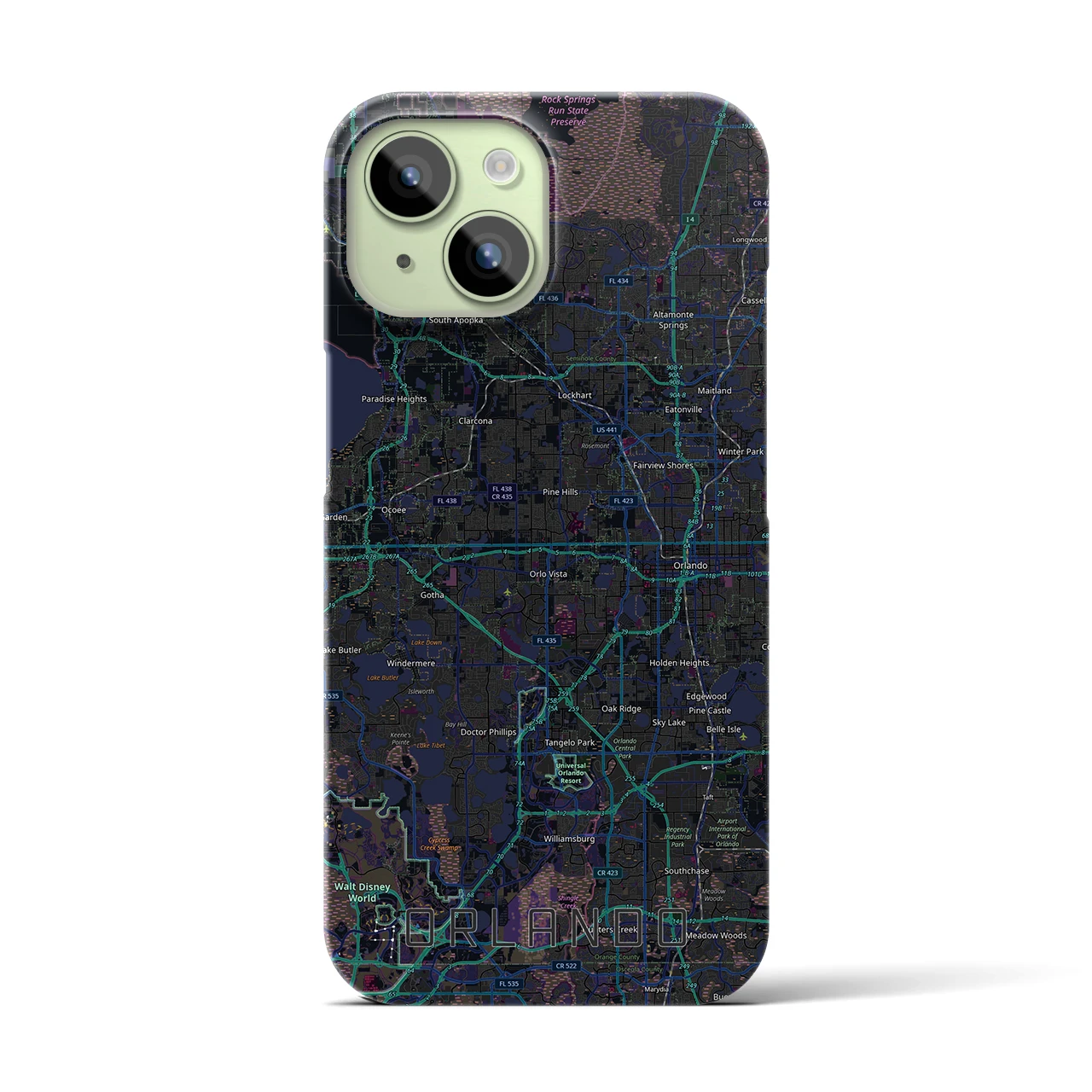 【オーランド（アメリカ）】地図柄iPhoneケース（バックカバータイプ）