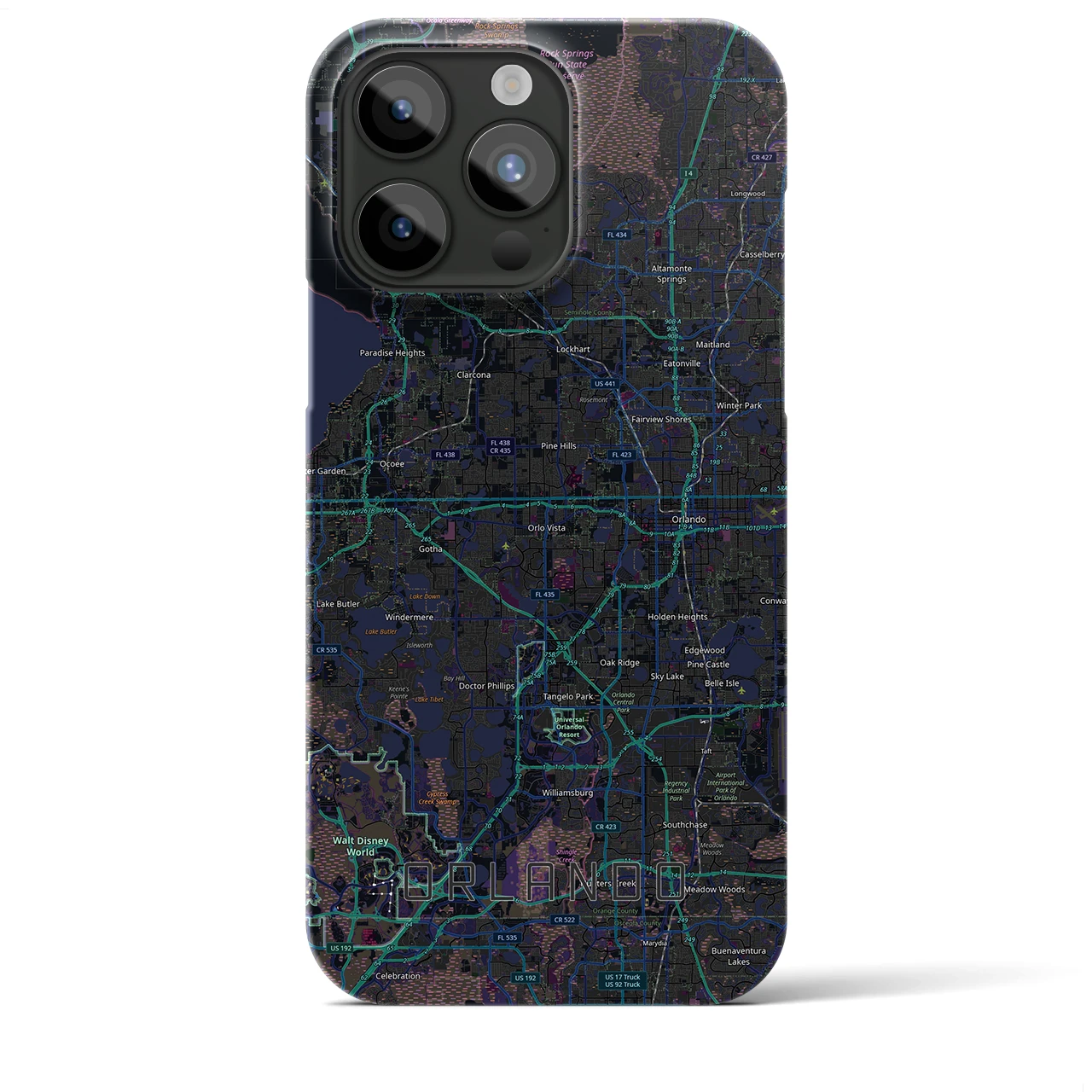 【オーランド（アメリカ）】地図柄iPhoneケース（バックカバータイプ）