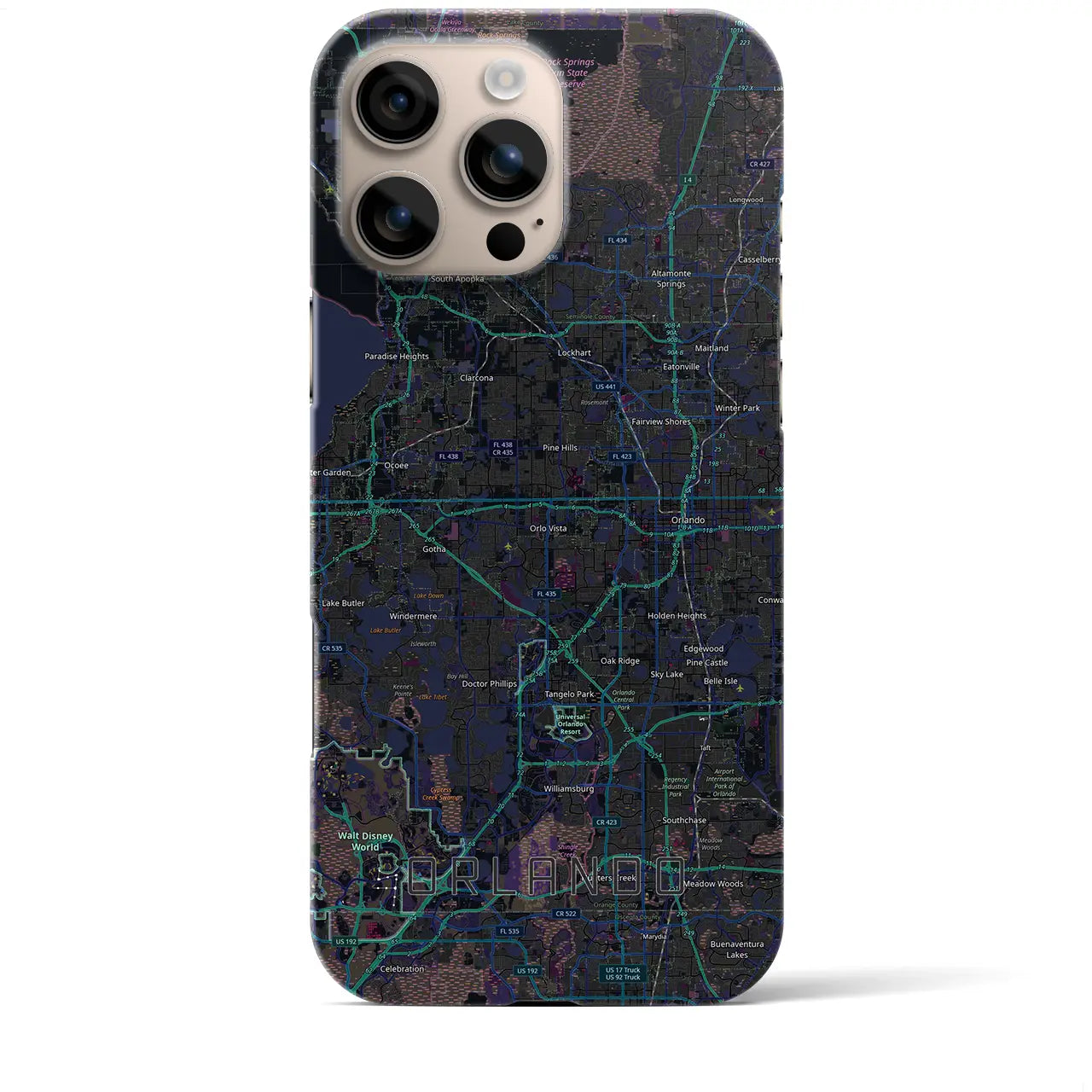 【オーランド（アメリカ）】地図柄iPhoneケース（バックカバータイプ）