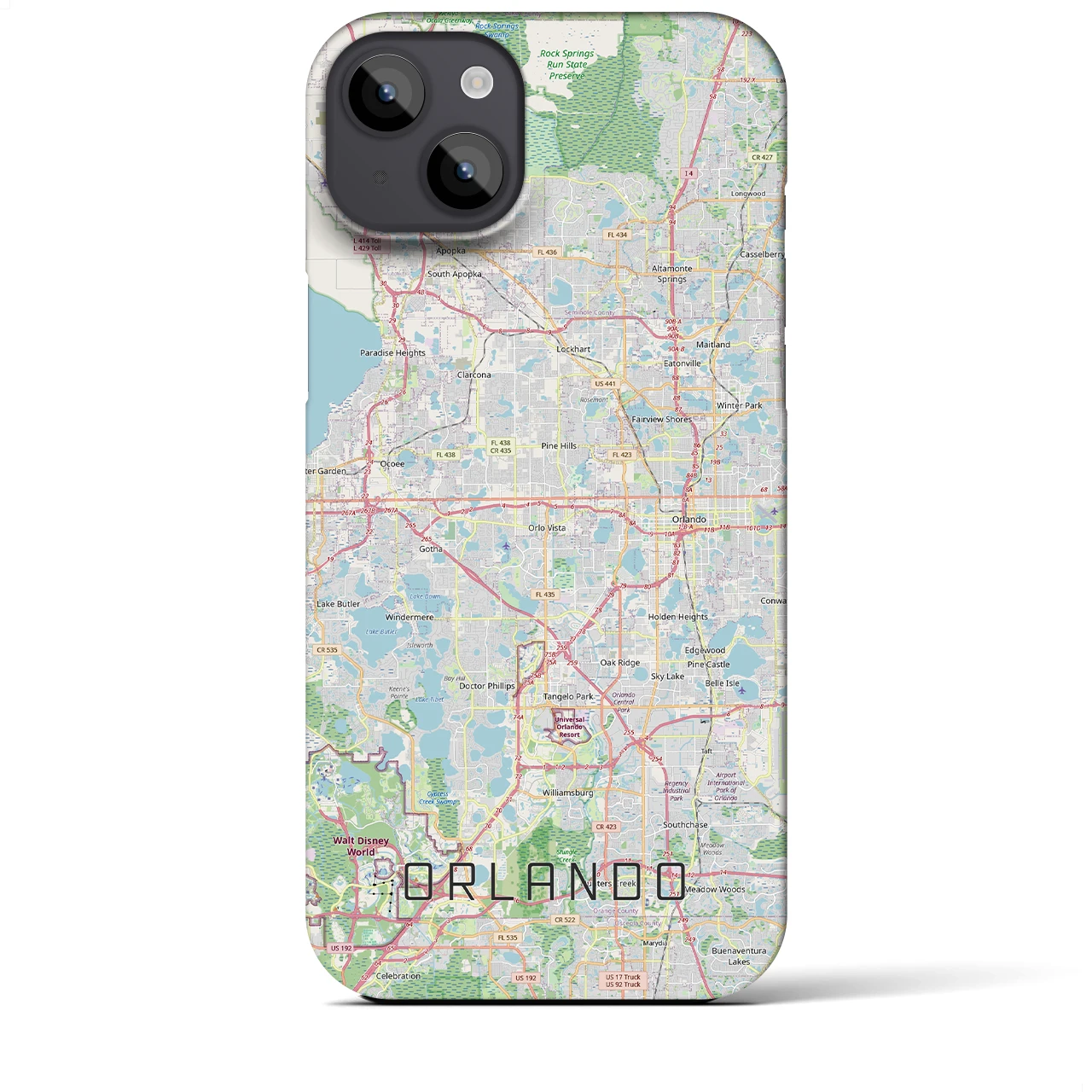 【オーランド（アメリカ）】地図柄iPhoneケース（バックカバータイプ）