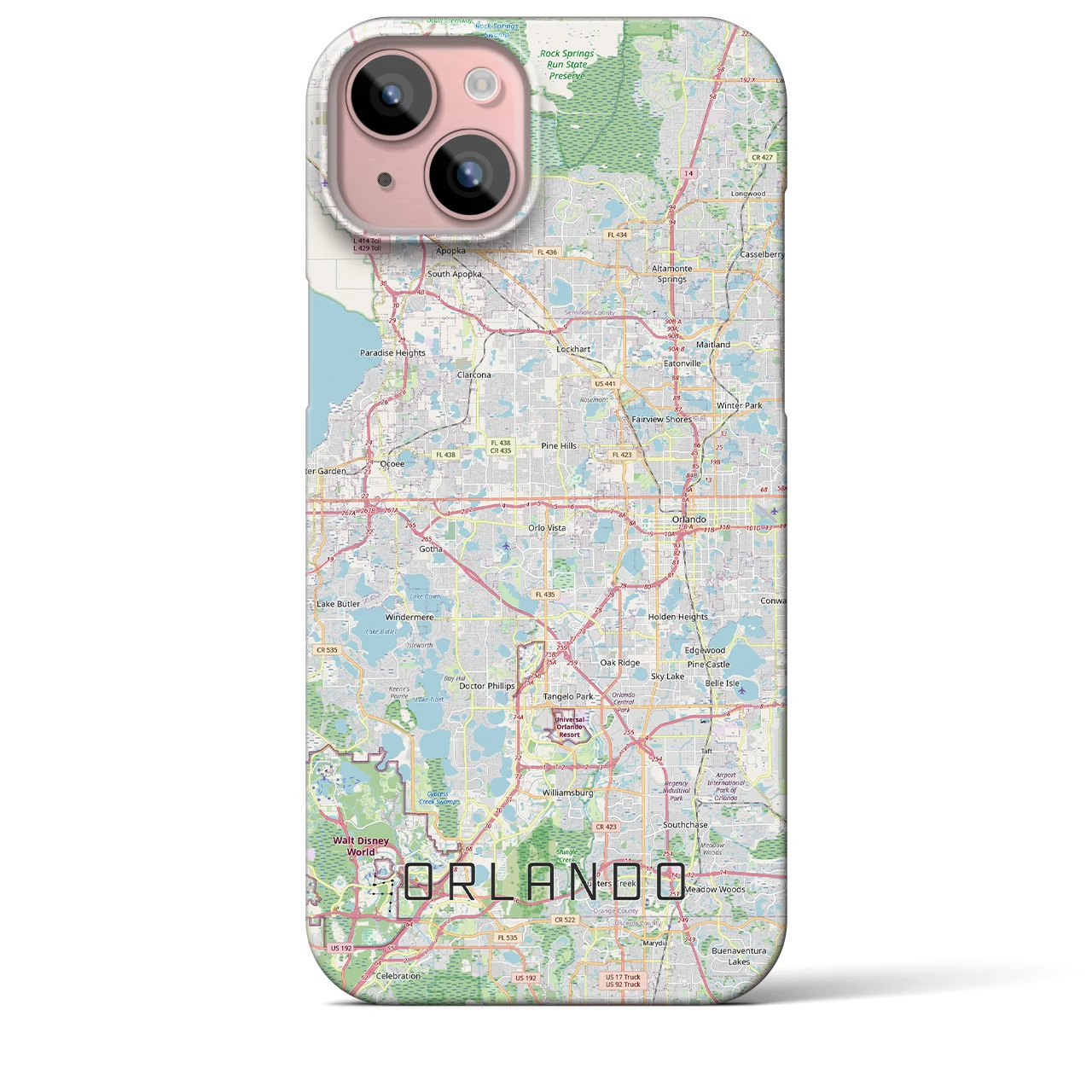 【オーランド（アメリカ）】地図柄iPhoneケース（バックカバータイプ）