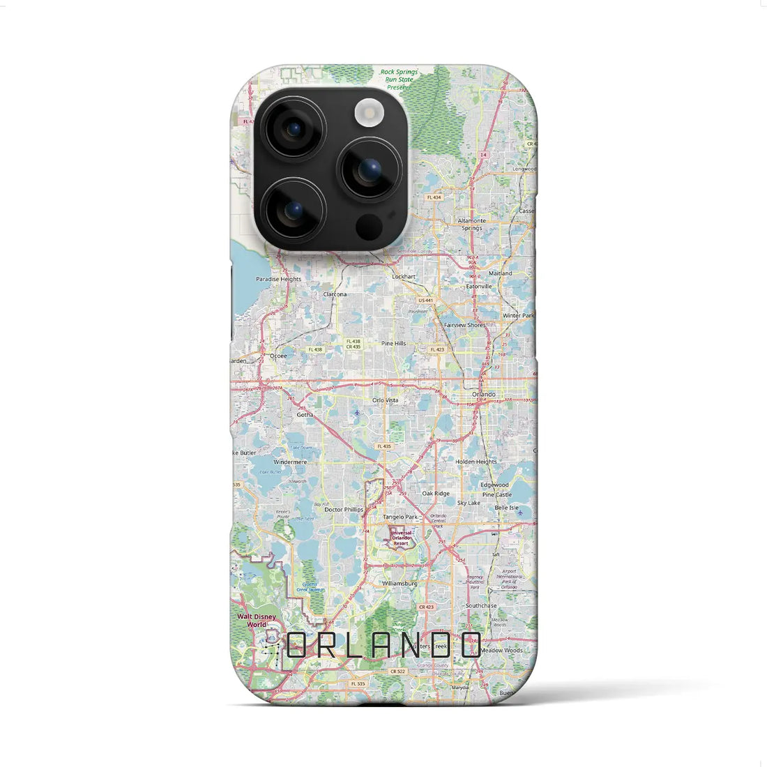 【オーランド（アメリカ）】地図柄iPhoneケース（バックカバータイプ）ブラック・iPhone 16 Pro Max 用