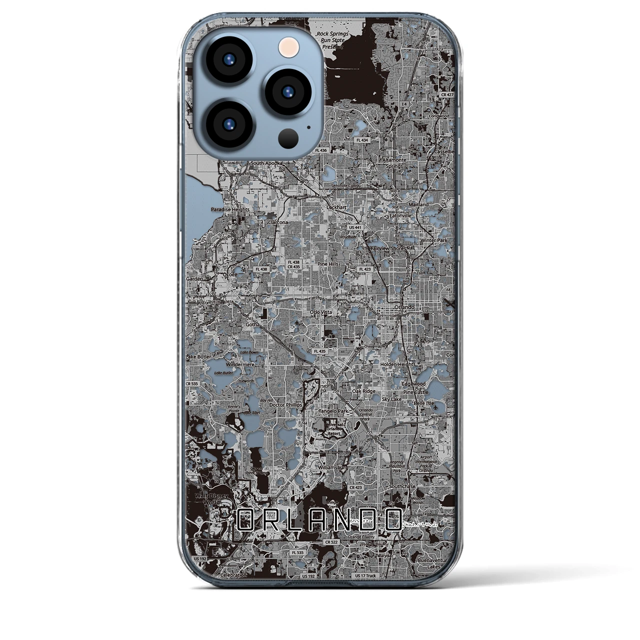 【オーランド（アメリカ）】地図柄iPhoneケース（クリアタイプ）