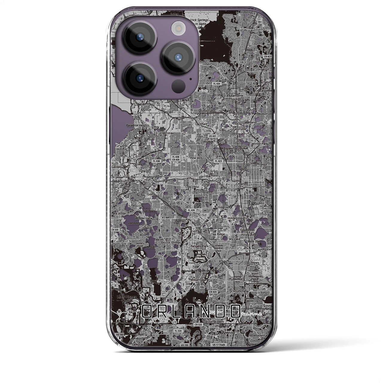 【オーランド（アメリカ）】地図柄iPhoneケース（クリアタイプ）