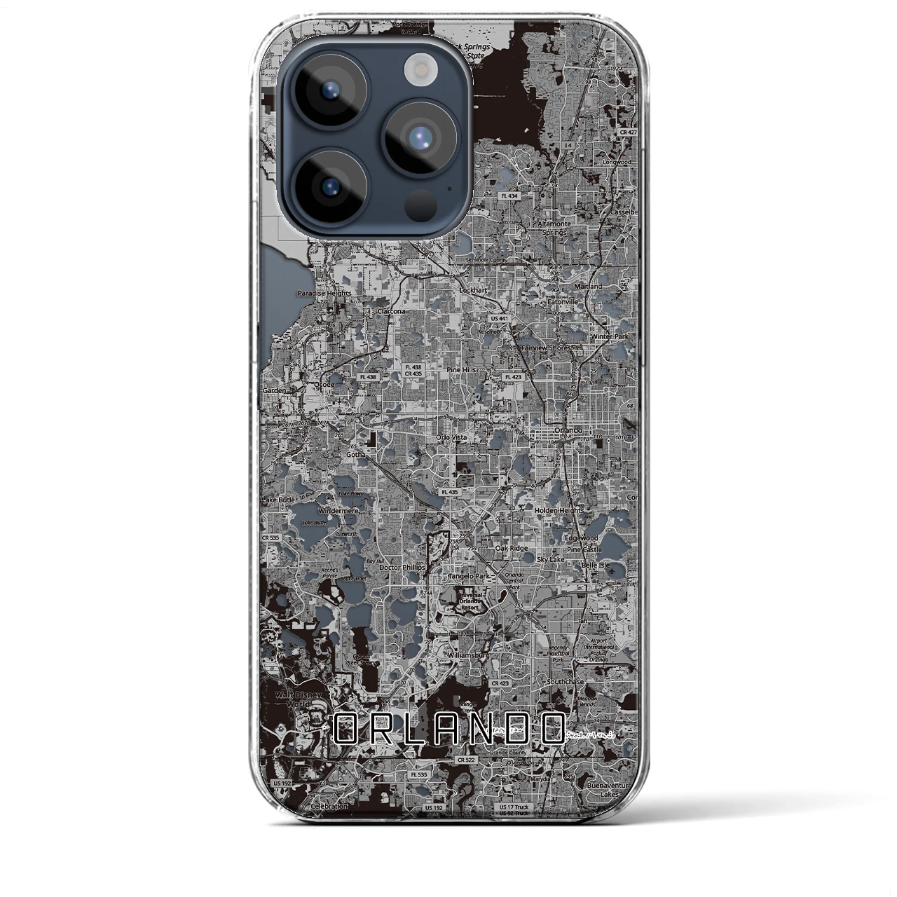 【オーランド（アメリカ）】地図柄iPhoneケース（クリアタイプ）