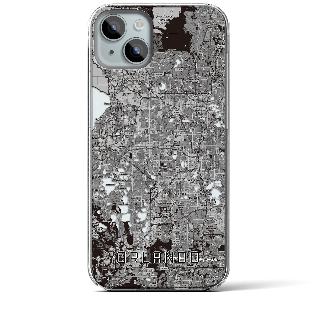 【オーランド（アメリカ）】地図柄iPhoneケース（クリアタイプ）