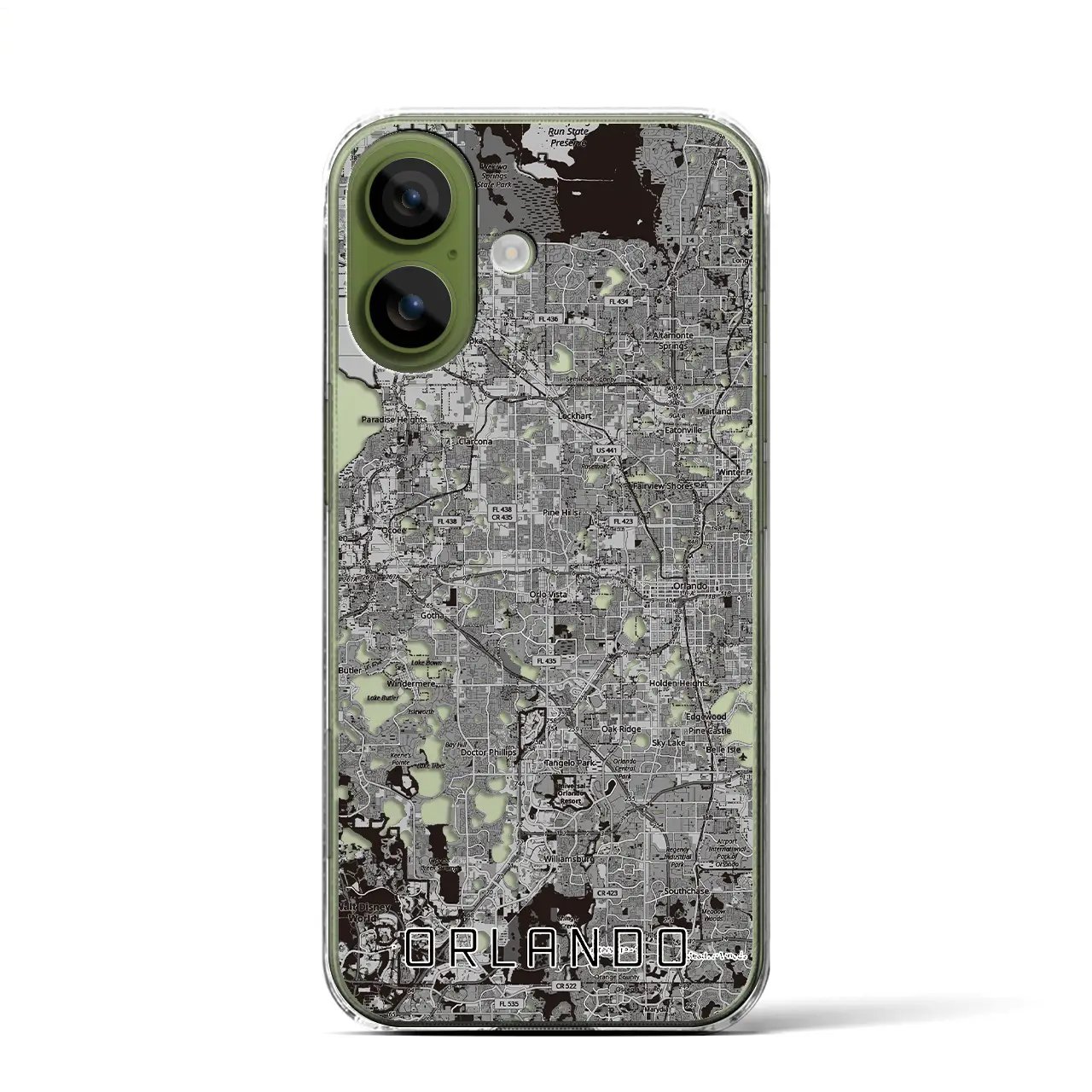 【オーランド（アメリカ）】地図柄iPhoneケース（クリアタイプ）