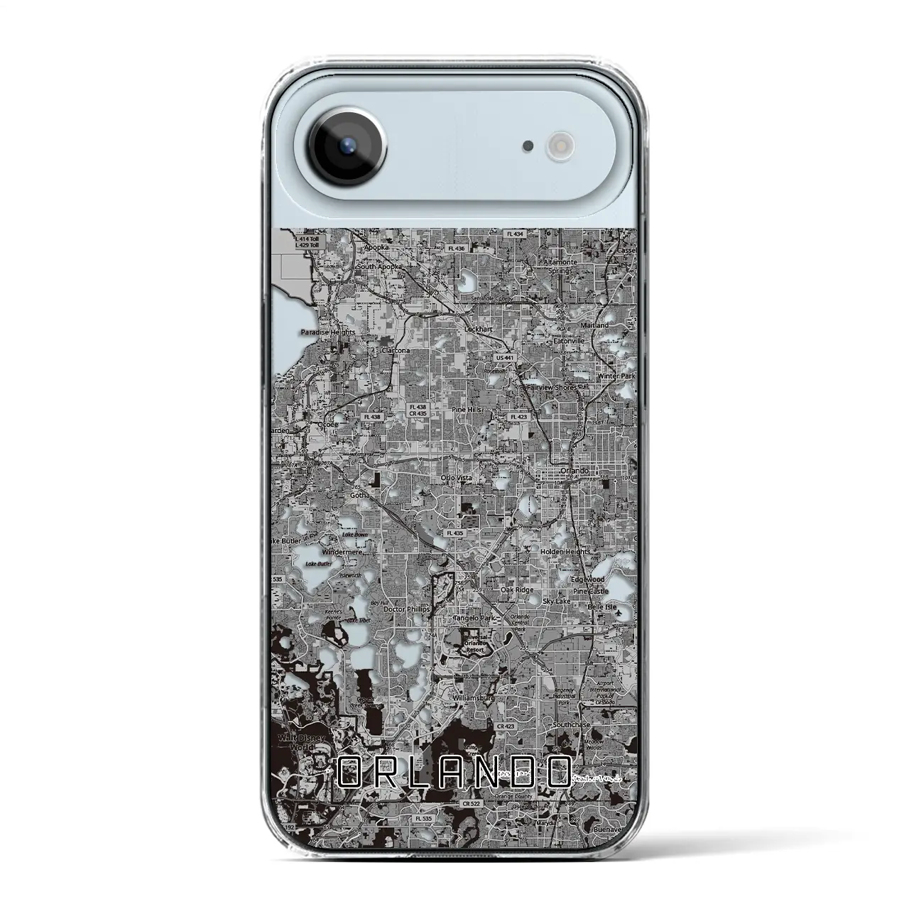 【オーランド（アメリカ）】地図柄iPhoneケース（クリアタイプ）モノトーン・iPhone 17 Pro Max 用