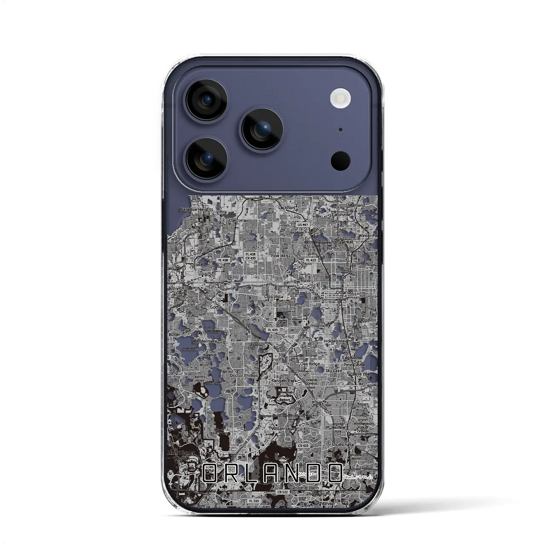 【オーランド（アメリカ）】地図柄iPhoneケース（クリアタイプ）モノトーン・iPhone 17 Pro Max 用