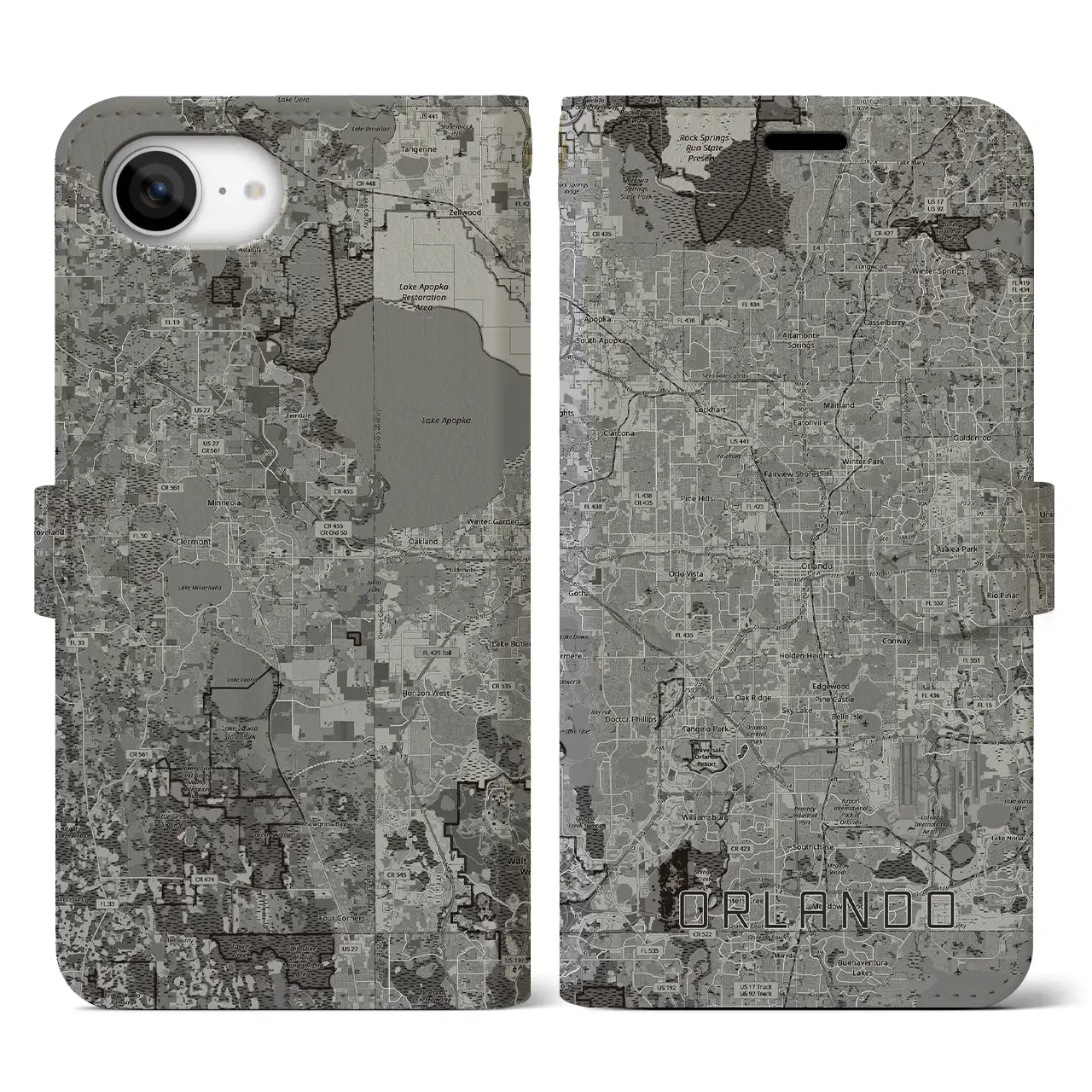 【オーランド（アメリカ）】地図柄iPhoneケース（手帳タイプ）